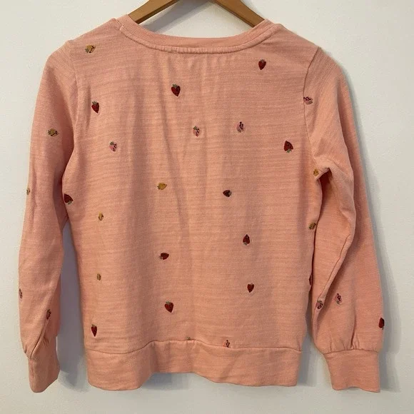 LOFT Petits Peach Sweater XXSP Strawberry Heart Embroidered Cottagecore Preppy - Picture 12 of 16